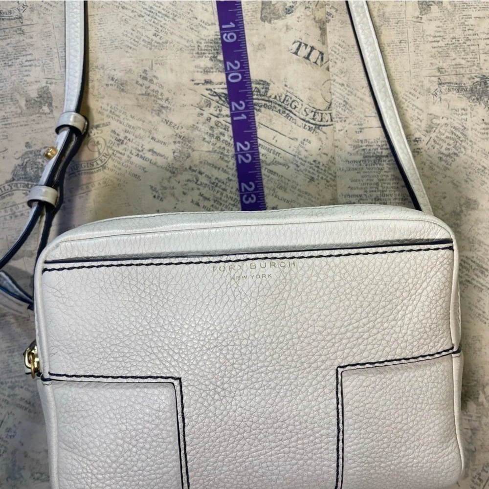 Tory Burch Block T Double Zip Crossbody Leather Bag Designer Shoulder Purse